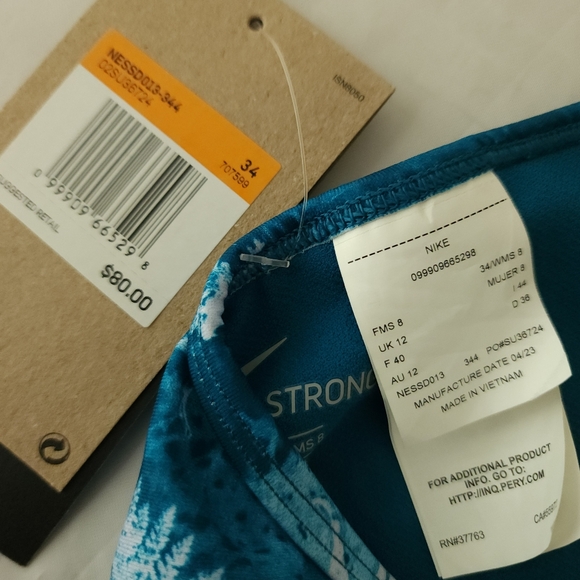 Nike Racerback Blue Floral One Piece Swimsuit - Picture 3 of 7